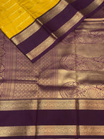 Yellow and violet silk saree- PSSR36