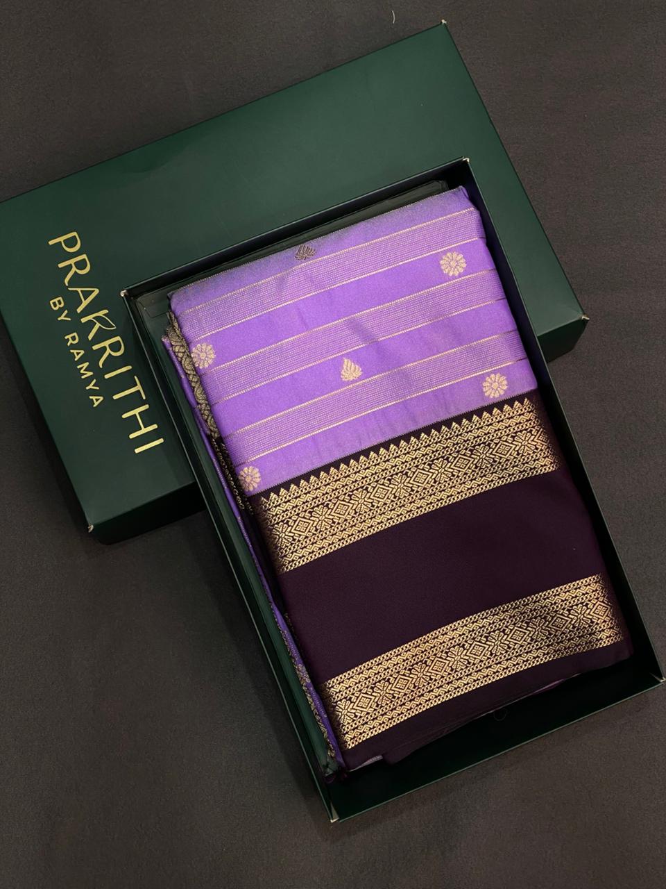 Lavender and violet silk saree- PSSR37