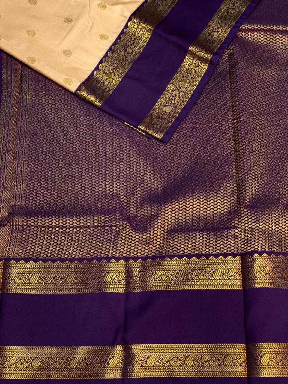 Sandal and violet silk saree- PSSR38