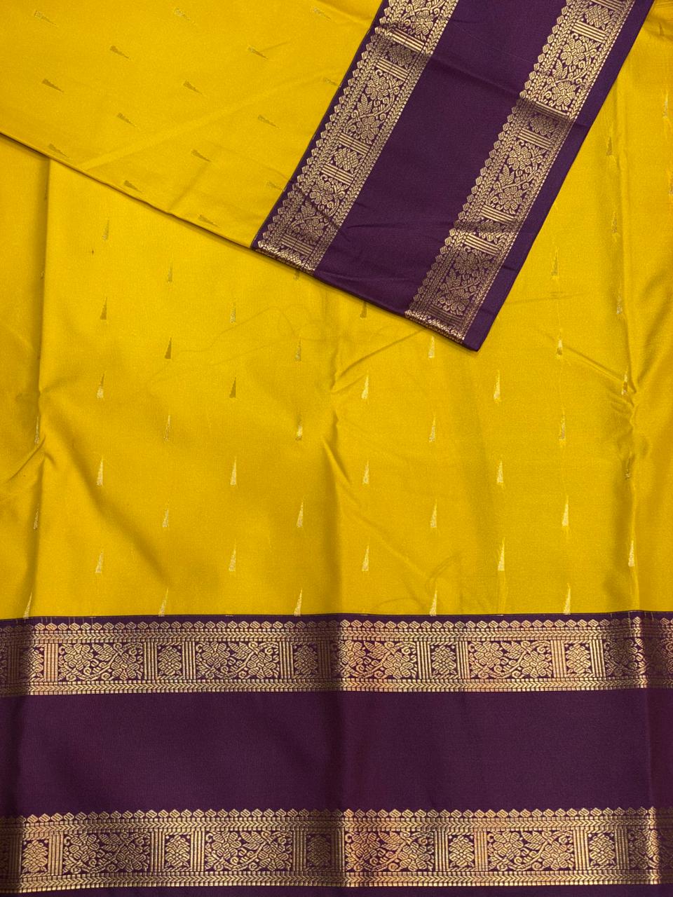 Yellow and violet silk saree- PSSR39