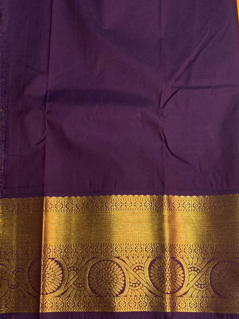 Yellow and violet silk saree- PSSR40
