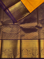 Yellow and violet silk saree- PSSR40
