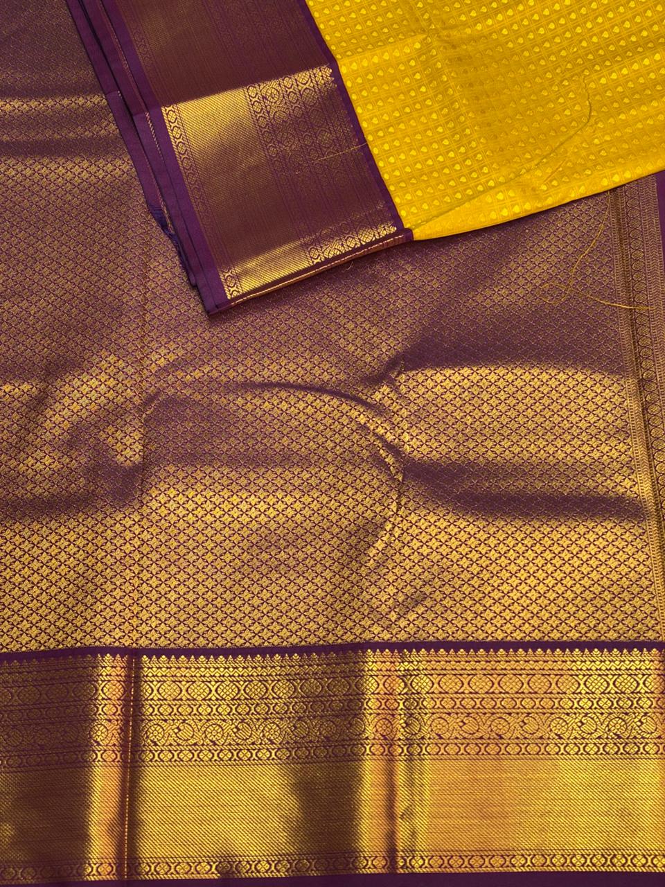 Yellow and Violet silk saree- PSSR43
