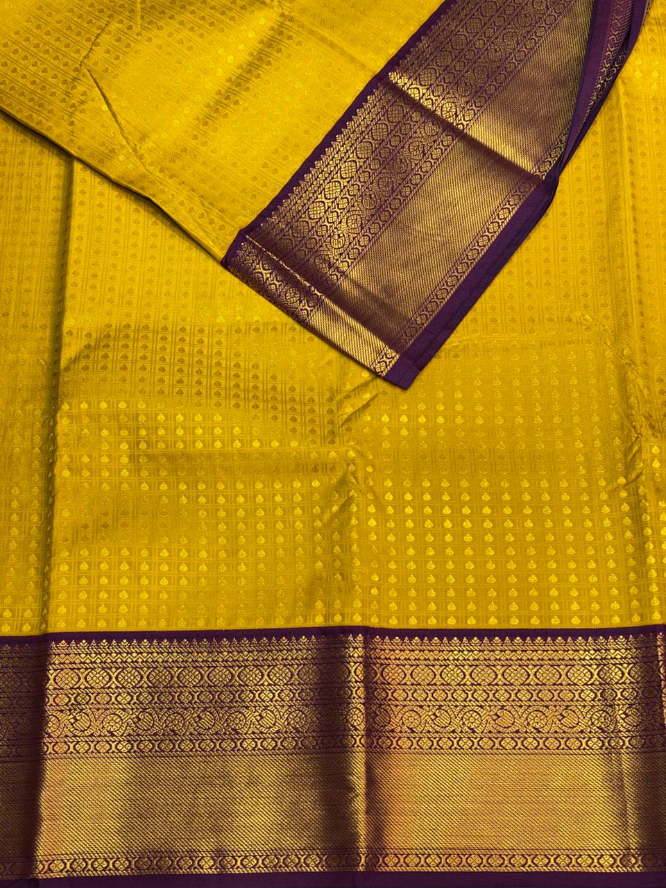 Yellow and Violet silk saree- PSSR43