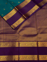 Teal blue and violet silk saree- PSSR45