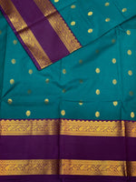 Teal blue and violet silk saree- PSSR45