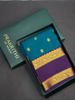 Teal blue and violet silk saree- PSSR45