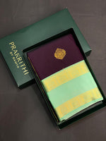 Dark Wine and Turquoise blue silk saree- PSSR46