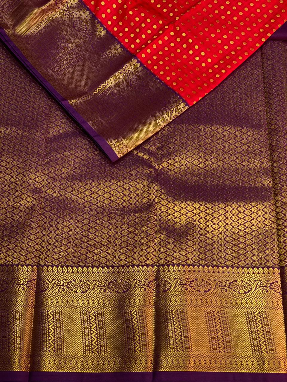 Red and violet silk saree- PSSR48