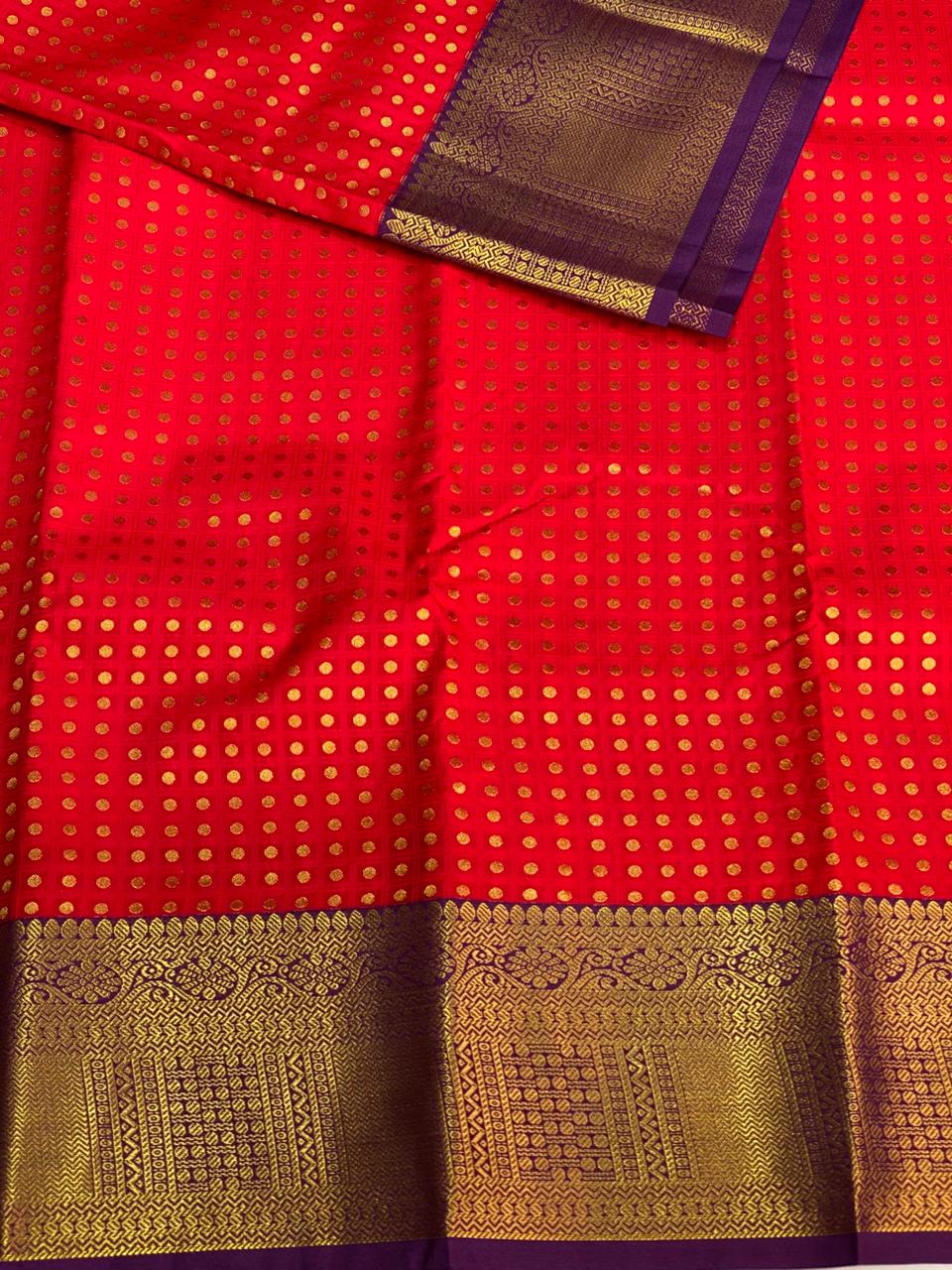 Red and violet silk saree- PSSR48