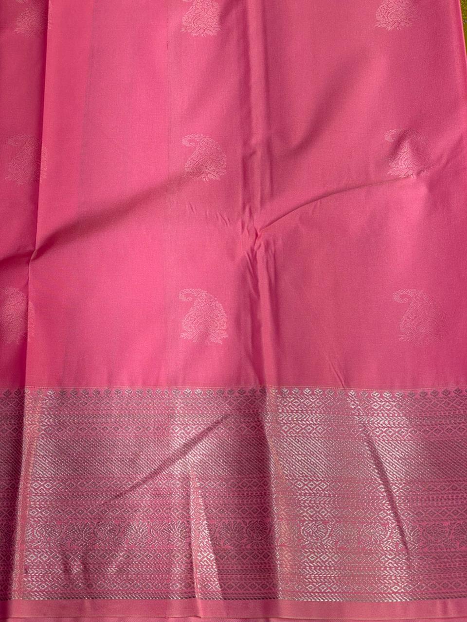 Olive Green and pink silk saree- PSSR49