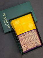 Yellow and Violet silk saree- PSSR50