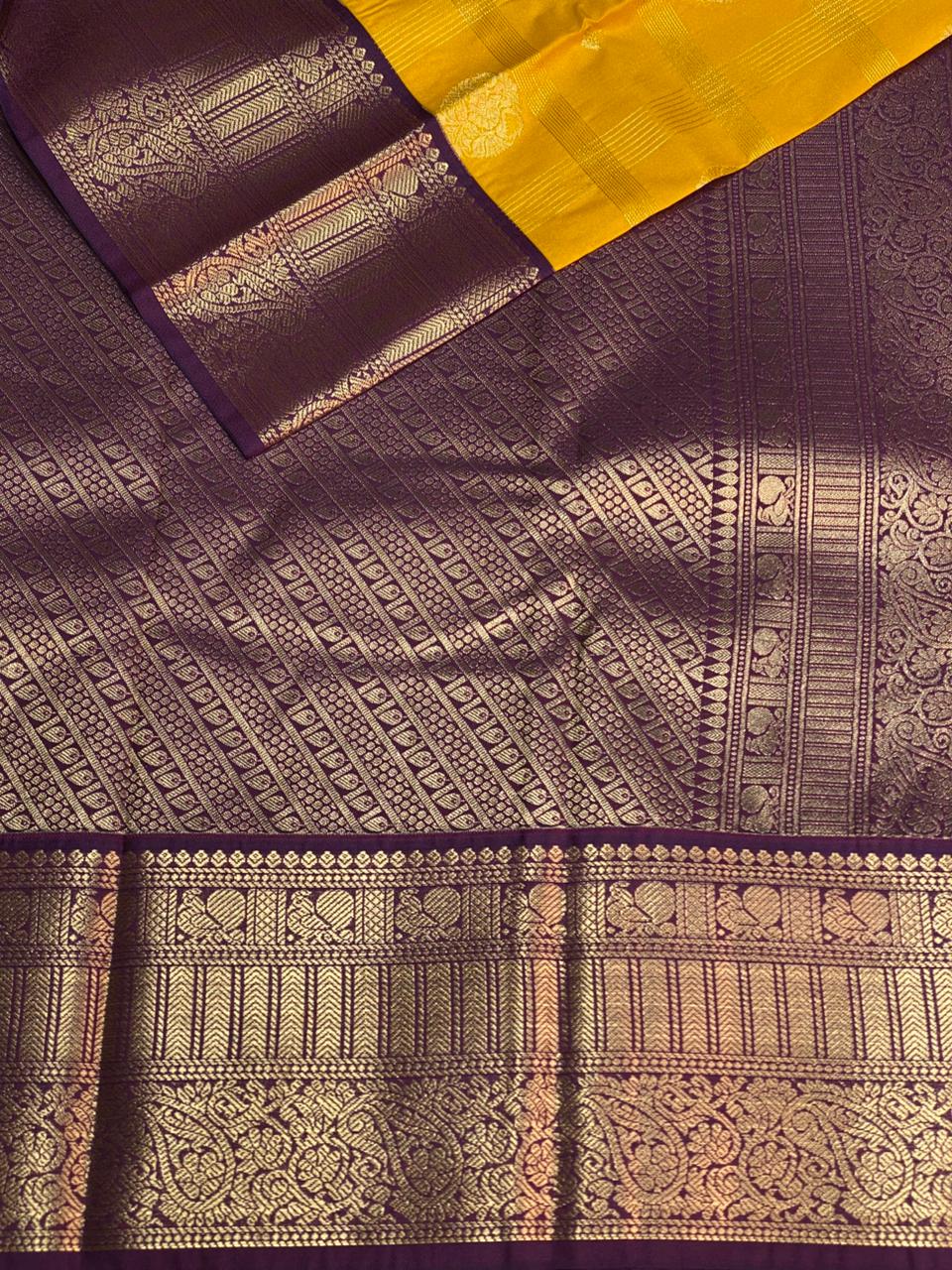 Yellow and Violet silk saree- PSSR50