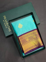 Turquoise Blue and Violet silk saree- PSSR51