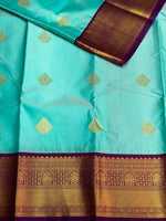 Turquoise Blue and Violet silk saree- PSSR51