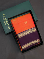 Rust orange and Violet silk saree- PSSR52