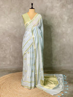 Pastal blue and light goldsei Banarasi saree- PBSb2