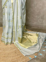 Pastal blue and light goldsei Banarasi saree- PBSb2