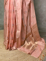 Pastal peach and light goldsei Banarasi saree- PBSb3