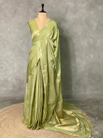 Pastal green and light goldsei Banarasi saree- PBSb4