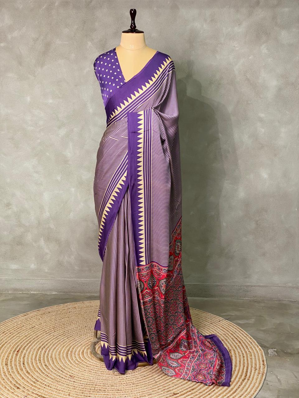 Violet pure modal silk saree - PMO2