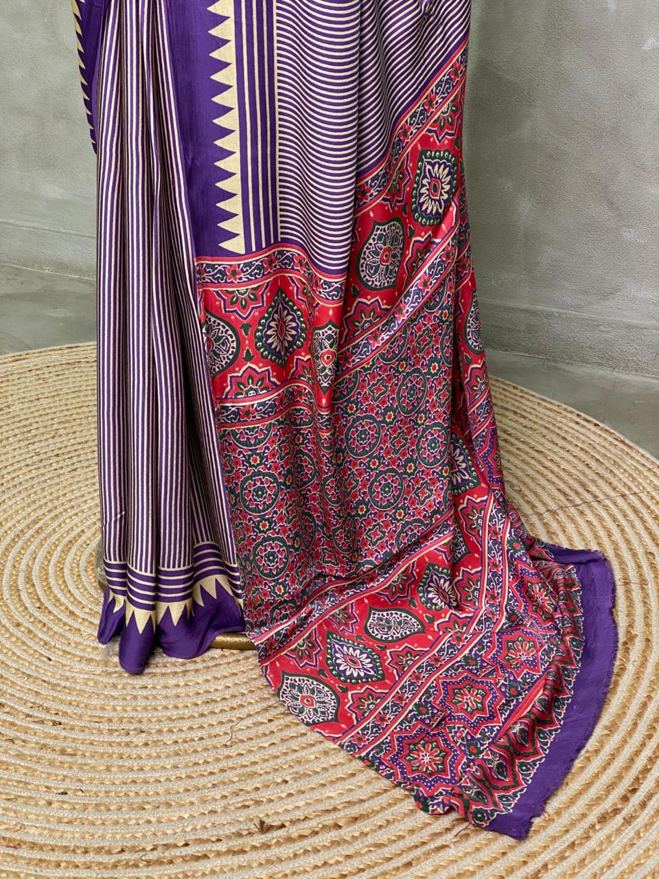 Violet pure modal silk saree - PMO2