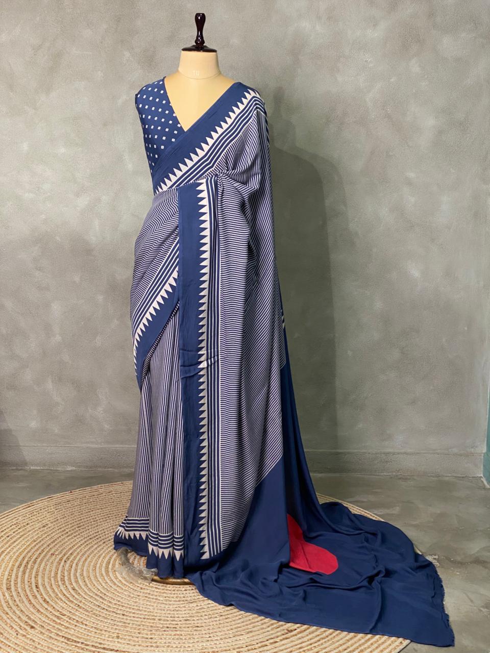 Blue pure modal silk saree - PMO7