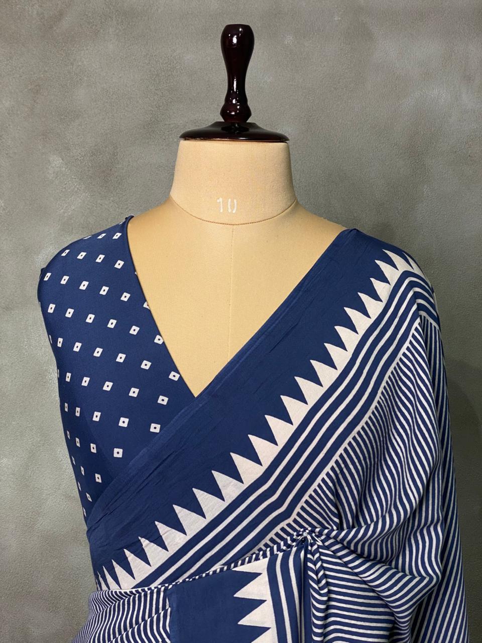 Blue pure modal silk saree - PMO7