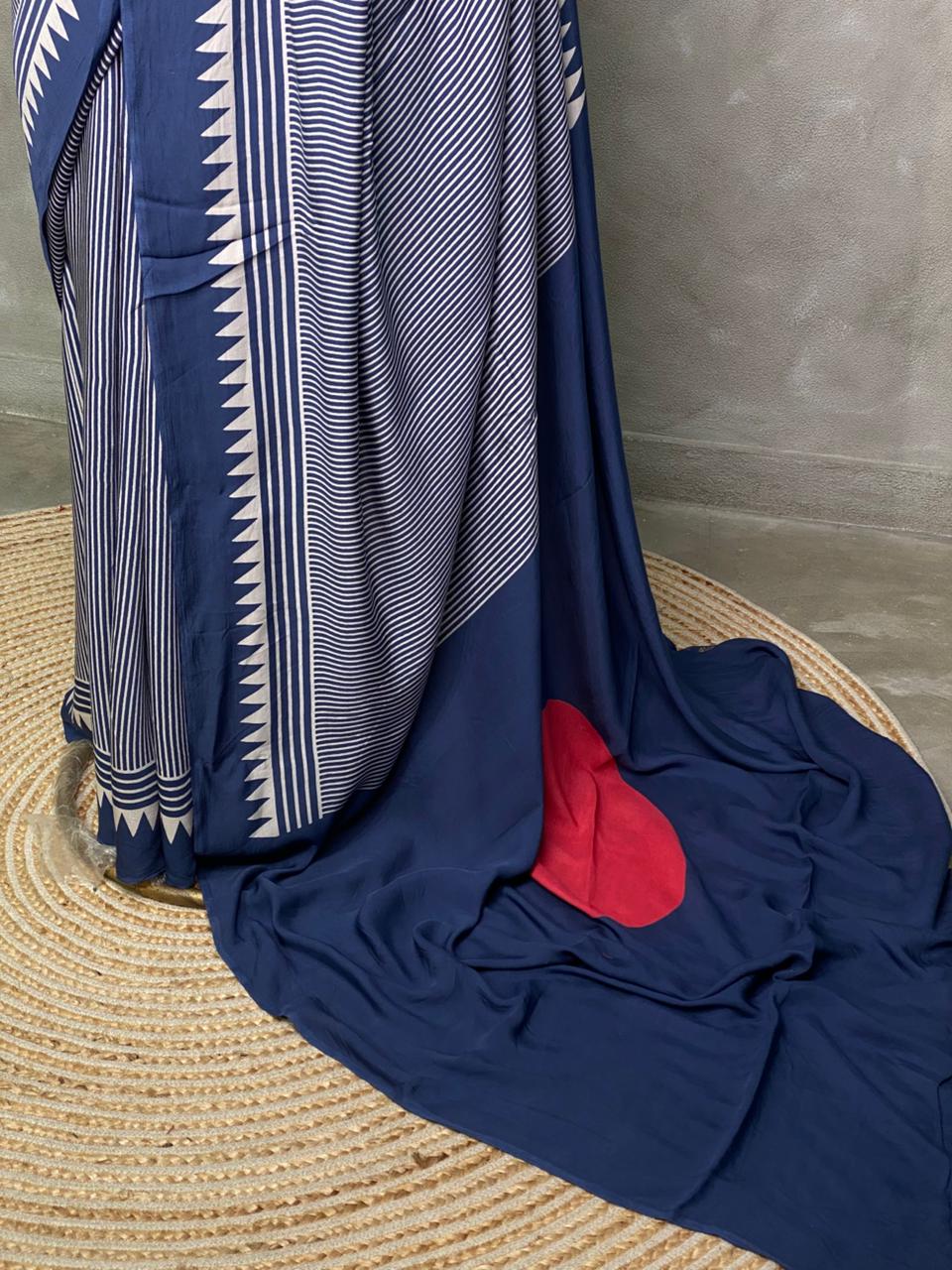 Blue pure modal silk saree - PMO7