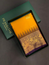 Yellow and violet silk saree- PSSR66