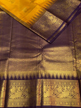 Yellow and violet silk saree- PSSR66