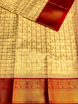 Sandal and red silk saree- PSSR71