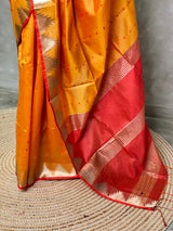 Mustard Yellow Tusser silk saree - PSTAA