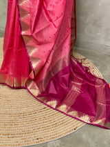 Lotus pink Tusser silk saree - PSTAC