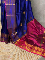 Blue and purple semi kanchipuram soft silk saree - PSSN14