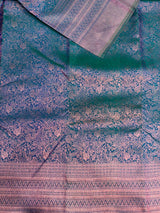 Peacock Blue Pure Brocade Kanchipuram Silk saree - PPURE1