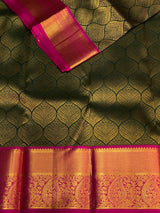 Green and rani pink Pure Kanchipuram Silk saree - PPURE3