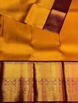 Yellow and Maroon Pure Kanchipuram Silk saree - PPURE6