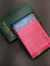 Blue and Magenta Pure Kanchipuram Silk saree - PPURE10