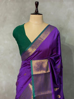 Violet and Green semi kanchipuram soft silk saree - PSSN21