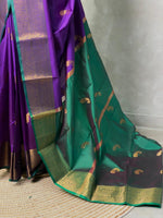 Violet and Green semi kanchipuram soft silk saree - PSSN21
