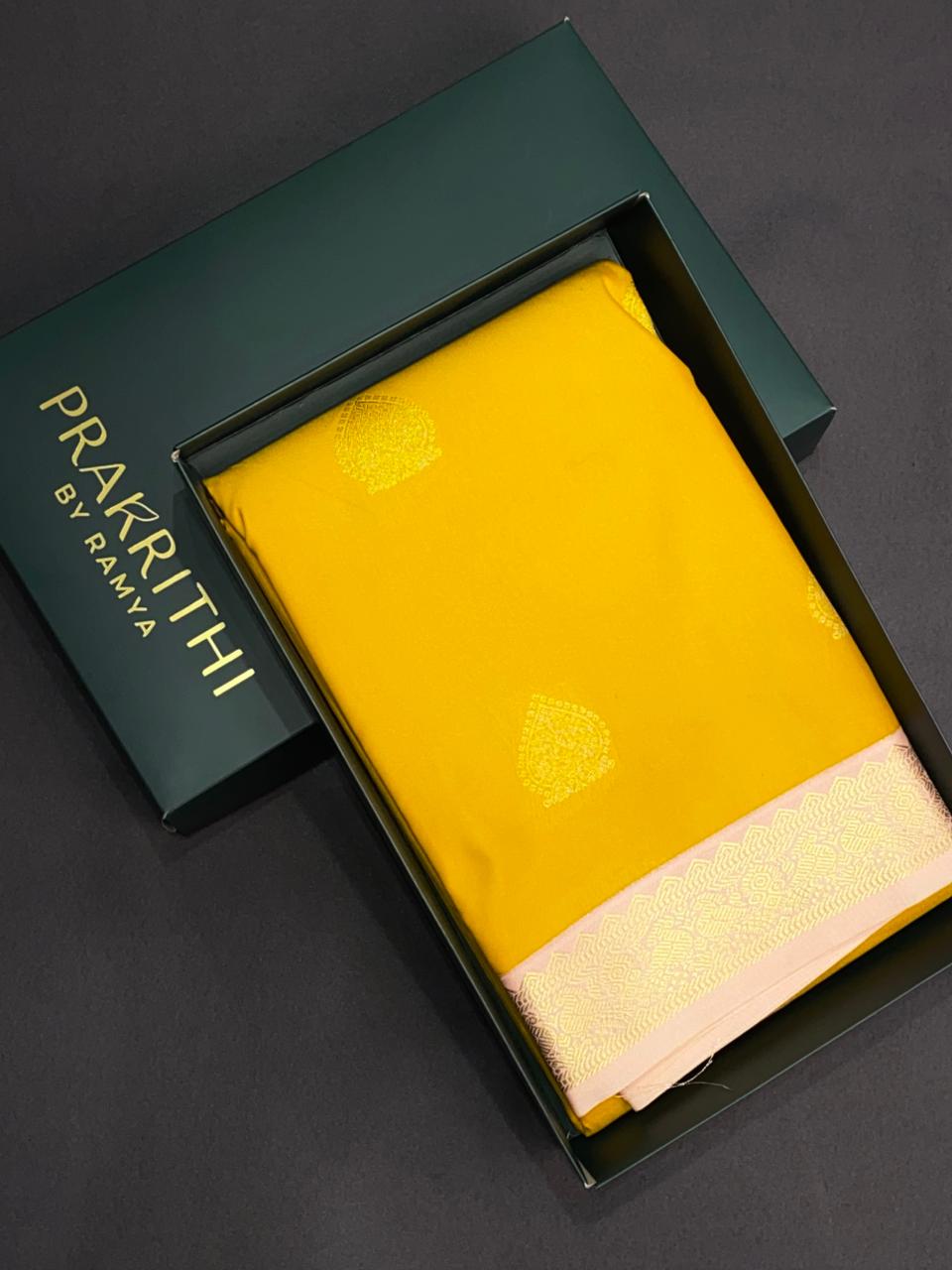 Yellow and pink silk saree- PSSR100