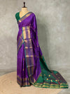 Violet and Green semi kanchipuram soft silk saree - PSSN42A