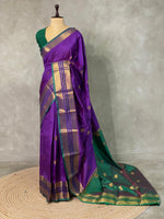 Violet and Green semi kanchipuram soft silk saree - PSSN42A