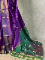 Violet and Green semi kanchipuram soft silk saree - PSSN42A