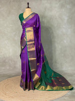 Violet and Green semi kanchipuram soft silk saree - PSSN41