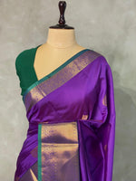 Violet and Green semi kanchipuram soft silk saree - PSSN41