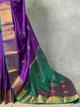 Violet and Green semi kanchipuram soft silk saree - PSSN41