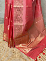 Peach Pure Tissue banarasi saree- PSTBU