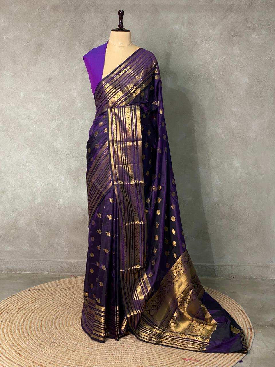 Violet Banarasi silk saree- MPS1